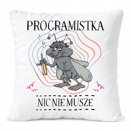 Poduszka Dla Programistki na Prezent z Nadrukiem ze Zdjęciem Biała PoliDraw