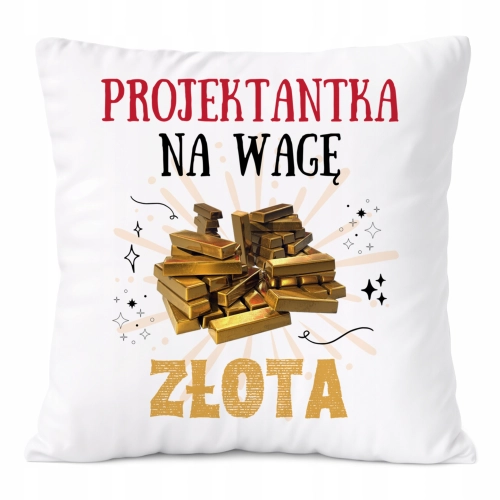 Poduszka Dla Projektantki na Prezent z Nadrukiem ze Zdjęciem Biała PoliDraw