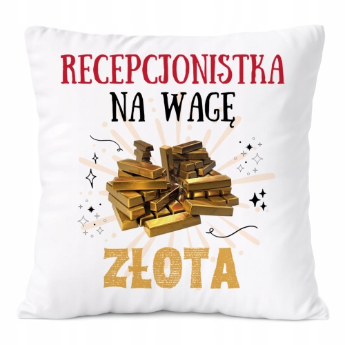 Poduszka Dla Recepcjonistki na Prezent z Nadrukiem ze Zdjęciem Biała