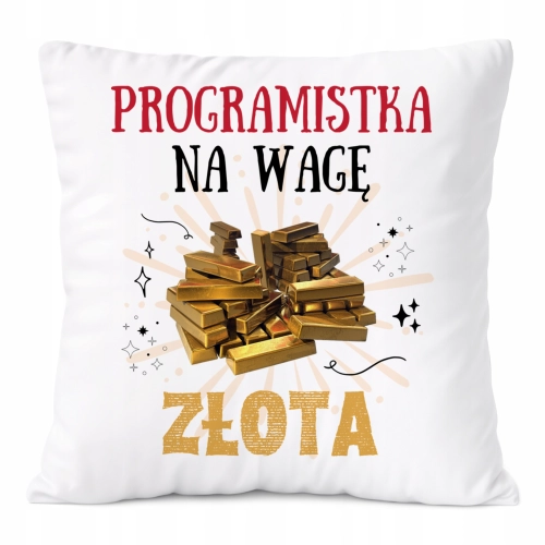 Poduszka Dla Programistki na Prezent z Nadrukiem ze Zdjęciem Biała PoliDraw