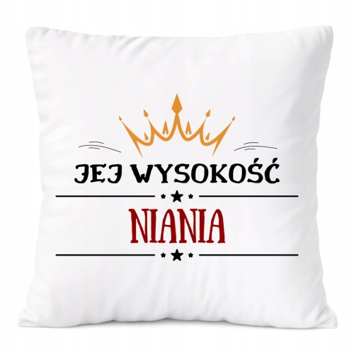 Poduszka Dla Niani na Prezent z Nadrukiem ze Zdjęciem Biała PoliDraw