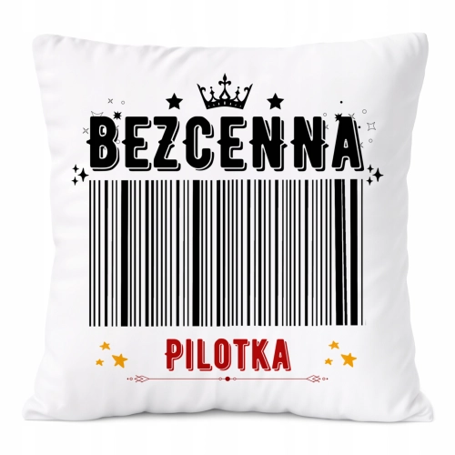 Poduszka Dla Pilotki na Prezent z Nadrukiem ze Zdjęciem Biała PoliDraw