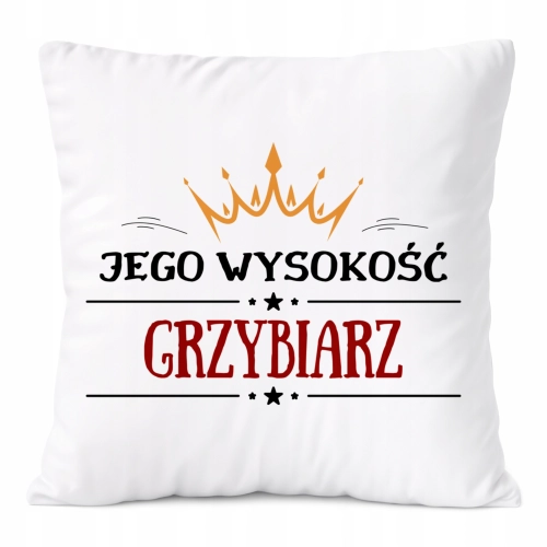 Poduszka Dla Grzybiarza na Prezent z Nadrukiem ze Zdjęciem Biała PoliDraw