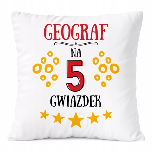 Poduszka Dla Geografa na Prezent z Nadrukiem ze Zdjęciem Biała PoliDraw