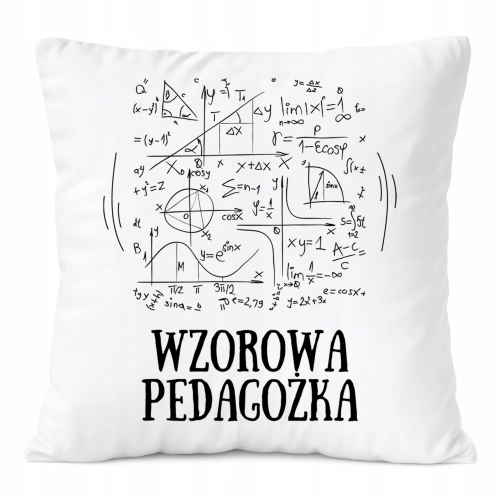 Poduszka Dla Pedagożki na Prezent z Nadrukiem ze Zdjęciem Biała PoliDraw