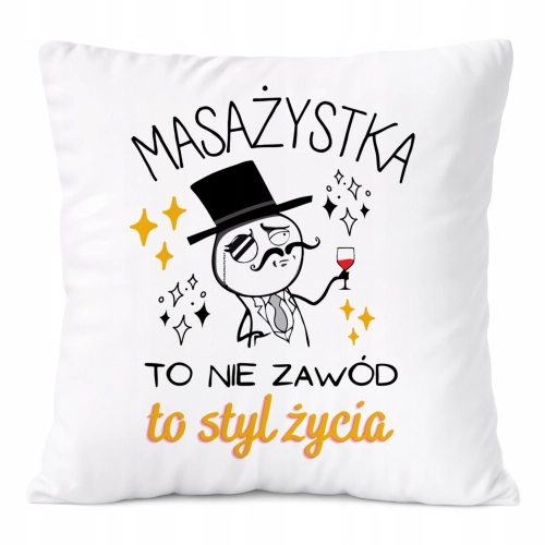Poduszka Dla Masażystki na Prezent z Nadrukiem ze Zdjęciem Biała PoliDraw