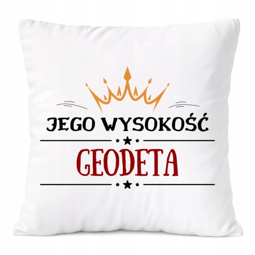 Poduszka Dla Geodety na Prezent z Nadrukiem ze Zdjęciem Biała PoliDraw