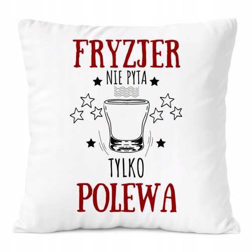 Poduszka Dla Fryzjera na Prezent z Nadrukiem ze Zdjęciem Biała PoliDraw