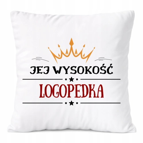 Poduszka Dla Logopedki na Prezent z Nadrukiem ze Zdjęciem Biała PoliDraw