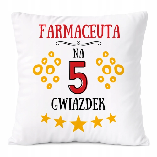 Poduszka Dla Farmaceuty na Prezent z Nadrukiem ze Zdjęciem Biała PoliDraw