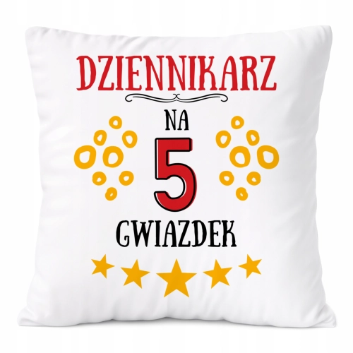 Poduszka Dla Dziennikarza na Prezent z Nadrukiem ze Zdjęciem Biała PoliDraw