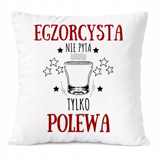Poduszka Dla Egzorcysty na Prezent z Nadrukiem ze Zdjęciem Biała PoliDraw