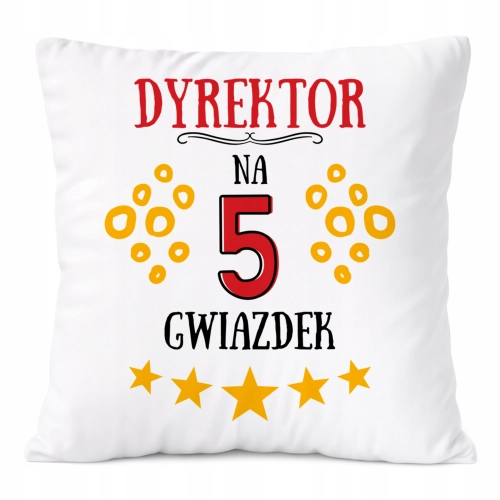 Poduszka Dla Dyrektora na Prezent z Nadrukiem ze Zdjęciem Biała PoliDraw