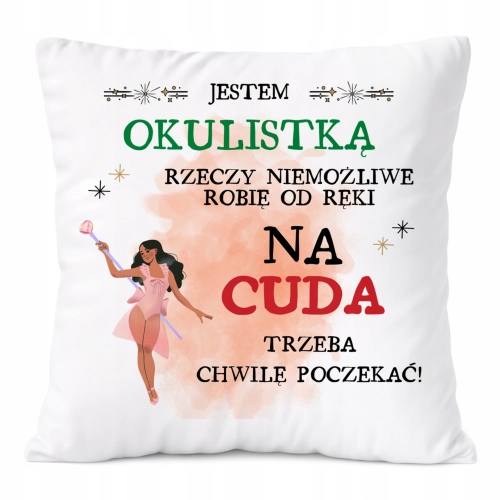 Poduszka Dla Okulistki na Prezent z Nadrukiem ze Zdjęciem Biała PoliDraw
