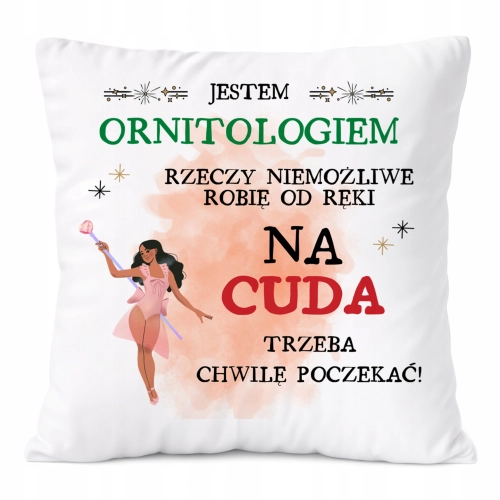 Poduszka Dla Ornitologa na Prezent z Nadrukiem ze Zdjęciem Biała PoliDraw