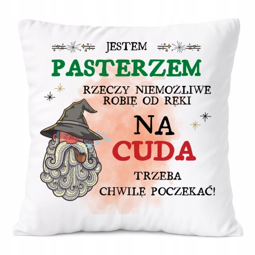 Poduszka Dla Pasterza na Prezent z Nadrukiem ze Zdjęciem Biała PoliDraw