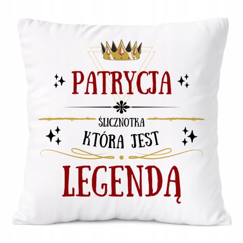 Poduszka Dla Patrycji na Prezent z Nadrukiem ze Zdjęciem Biała PoliDraw