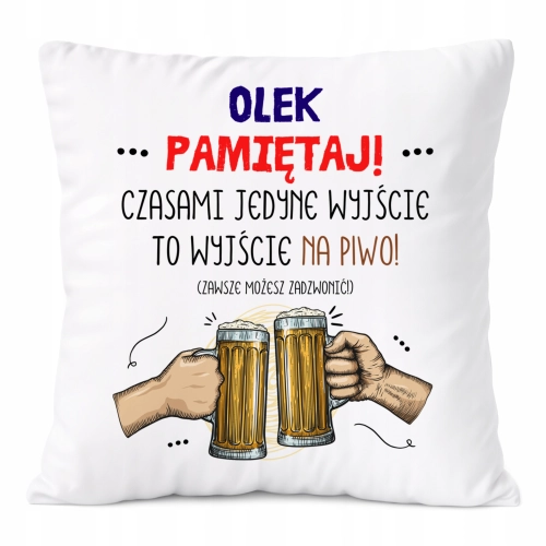 Poduszka Dla Olka na Prezent z Nadrukiem ze Zdjęciem Biała PoliDraw