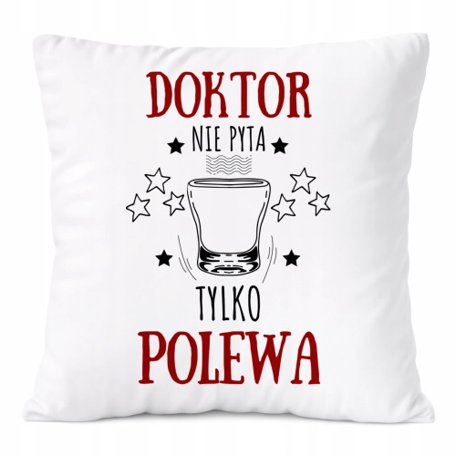 Poduszka Dla Doktora na Prezent z Nadrukiem ze Zdjęciem Biała PoliDraw