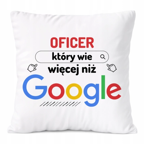 Poduszka Dla Oficera na Prezent z Nadrukiem ze Zdjęciem Biała PoliDraw