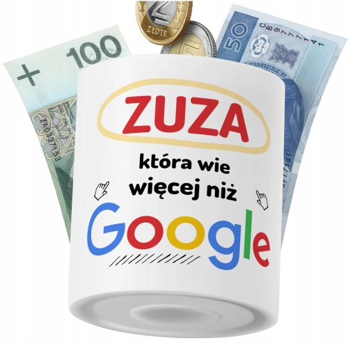Skarbonka Dla Zuzy Córki Dziecka z Nadrukiem ze Zdjęciem
