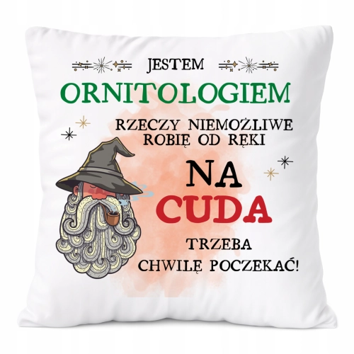 Poduszka Dla Ornitologa na Prezent z Nadrukiem ze Zdjęciem Biała PoliDraw