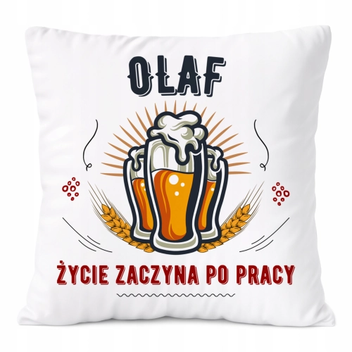 Poduszka Dla Olafa na Prezent z Nadrukiem ze Zdjęciem Biała PoliDraw