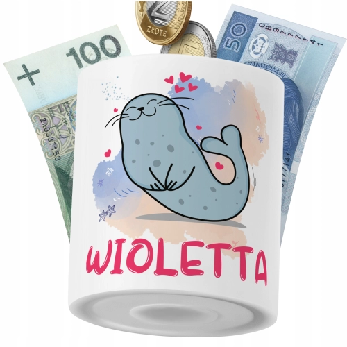 Skarbonka Dla Wioletty Córki Dziecka z Nadrukiem ze Zdjęciem