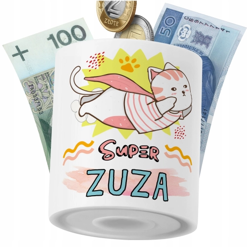 Skarbonka Dla Zuzy Córki Dziecka z Nadrukiem ze Zdjęciem