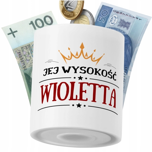 Skarbonka Dla Wioletty Córki Dziecka z Nadrukiem ze Zdjęciem