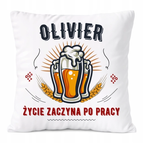 Poduszka Dla Oliviera na Prezent z Nadrukiem ze Zdjęciem Biała PoliDraw