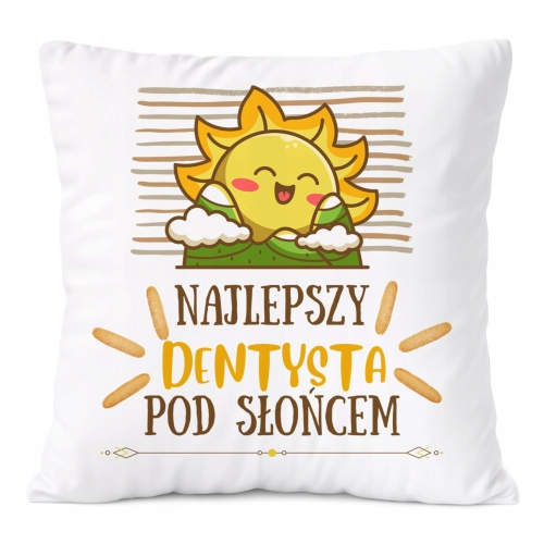 Poduszka Dla Dentysty na Prezent z Nadrukiem ze Zdjęciem Biała PoliDraw