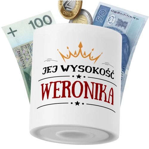 Skarbonka Dla Weroniki Córki Dziecka z Nadrukiem ze Zdjęciem