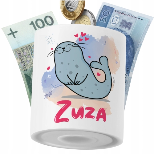 Skarbonka Dla Zuzy Córki Dziecka z Nadrukiem ze Zdjęciem