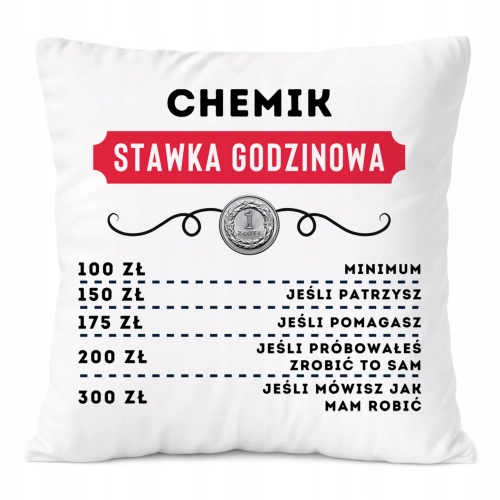 Poduszka Dla Chemika na Prezent z Nadrukiem ze Zdjęciem Biała PoliDraw