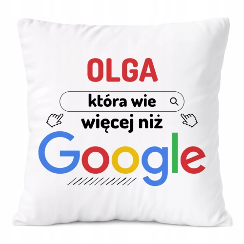 Poduszka Dla Olgi na Prezent z Nadrukiem ze Zdjęciem Biała PoliDraw