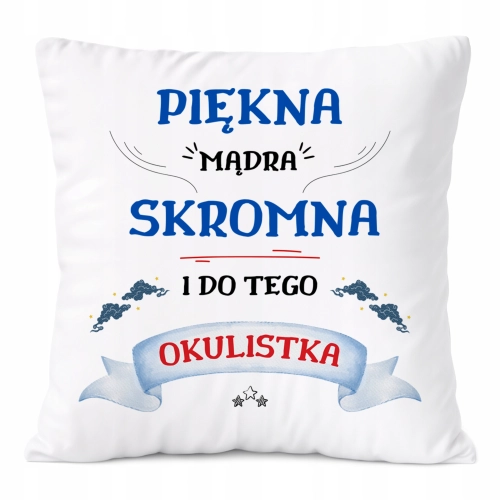 Poduszka Dla Okulistki na Prezent z Nadrukiem ze Zdjęciem Biała PoliDraw