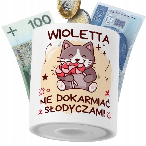 Skarbonka Dla Wioletty Córki Dziecka z Nadrukiem ze Zdjęciem