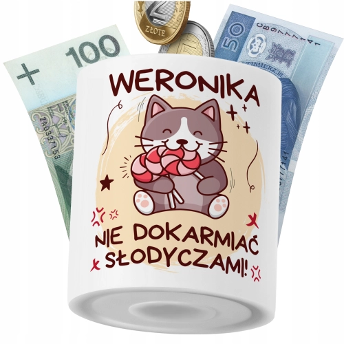Skarbonka Dla Weroniki Córki Dziecka z Nadrukiem ze Zdjęciem