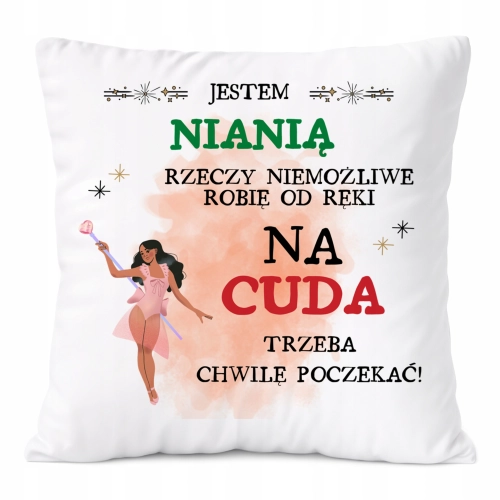 Poduszka Dla Niani na Prezent z Nadrukiem ze Zdjęciem Biała PoliDraw