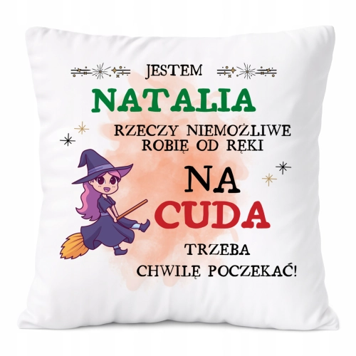Poduszka Dla Natali na Prezent z Nadrukiem ze Zdjęciem Biała PoliDraw
