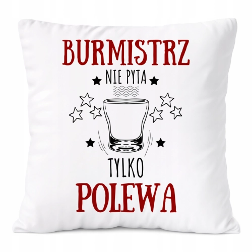 Poduszka Dla Burmistrza na Prezent z Nadrukiem ze Zdjęciem Biała PoliDraw