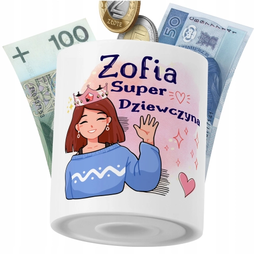 Skarbonka Dla Zofi Córki Dziecka z Nadrukiem ze Zdjęciem