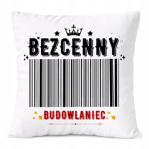 Poduszka Dla Budowlańca na Prezent z Nadrukiem ze Zdjęciem Biała PoliDraw
