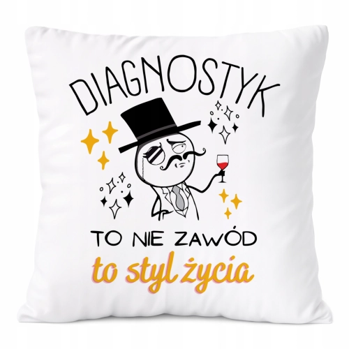 Poduszka Dla Diagnostyka na Prezent z Nadrukiem ze Zdjęciem Biała PoliDraw