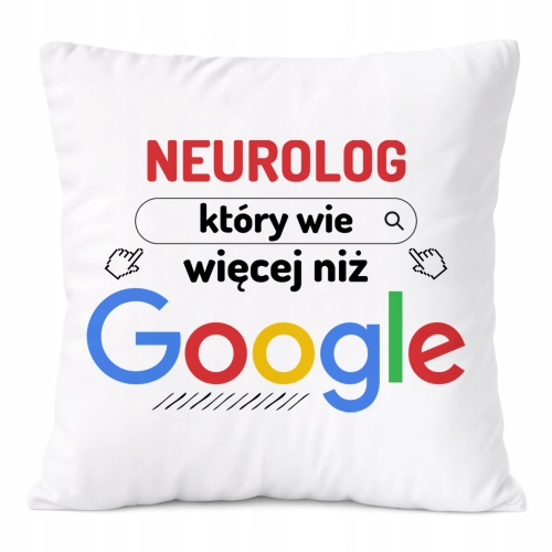 Poduszka Dla Neurologa na Prezent z Nadrukiem ze Zdjęciem Biała PoliDraw