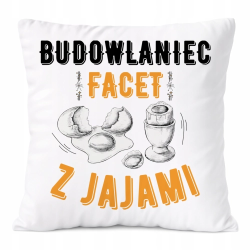 Poduszka Dla Budowlańca na Prezent z Nadrukiem ze Zdjęciem Biała PoliDraw