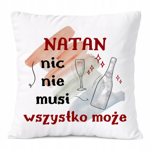 Poduszka Dla Natana na Prezent z Nadrukiem ze Zdjęciem Biała PoliDraw