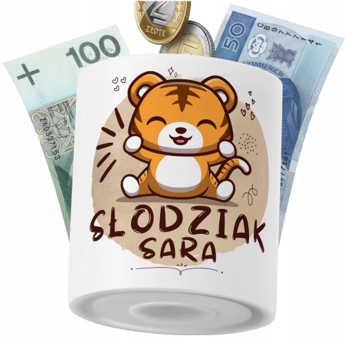 Skarbonka Dla Sary Córki Dziecka z Nadrukiem ze Zdjęciem