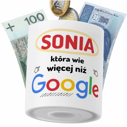 Skarbonka Dla Soni Córki Dziecka z Nadrukiem ze Zdjęciem